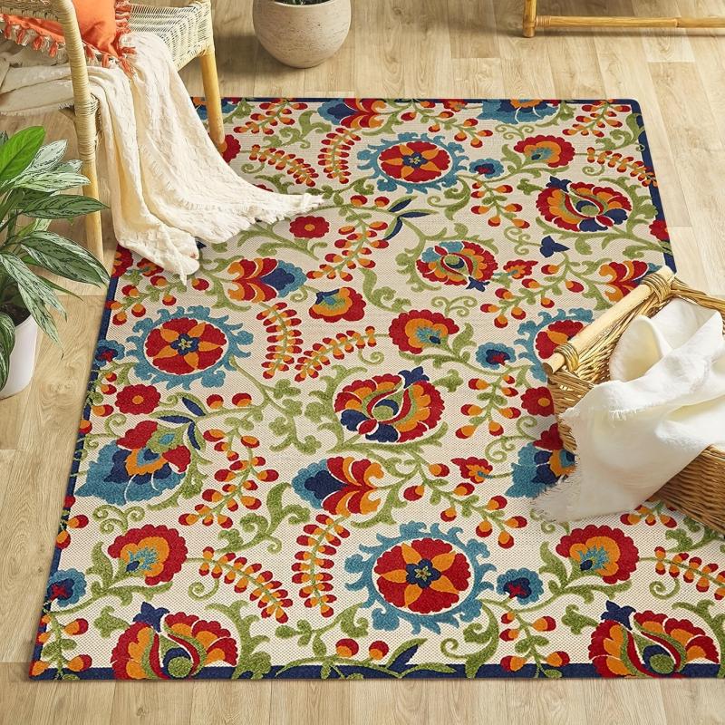 1pc Tropical Floral Foam Floor Mat Flower Bedroom Living Room Floor Mat Carpet