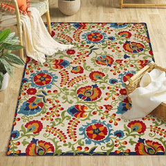 1pc Tropical Floral Foam Floor Mat Flower Bedroom Living Room Floor Mat Carpet