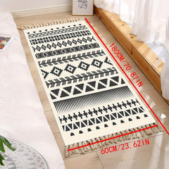 Moroccan Woven Tassel Carpet - Boho Room Decor