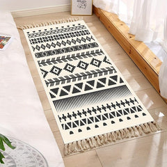 Moroccan Woven Tassel Carpet - Boho Room Decor