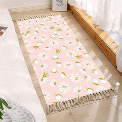 Moroccan Woven Tassel Carpet - Boho Room Decor