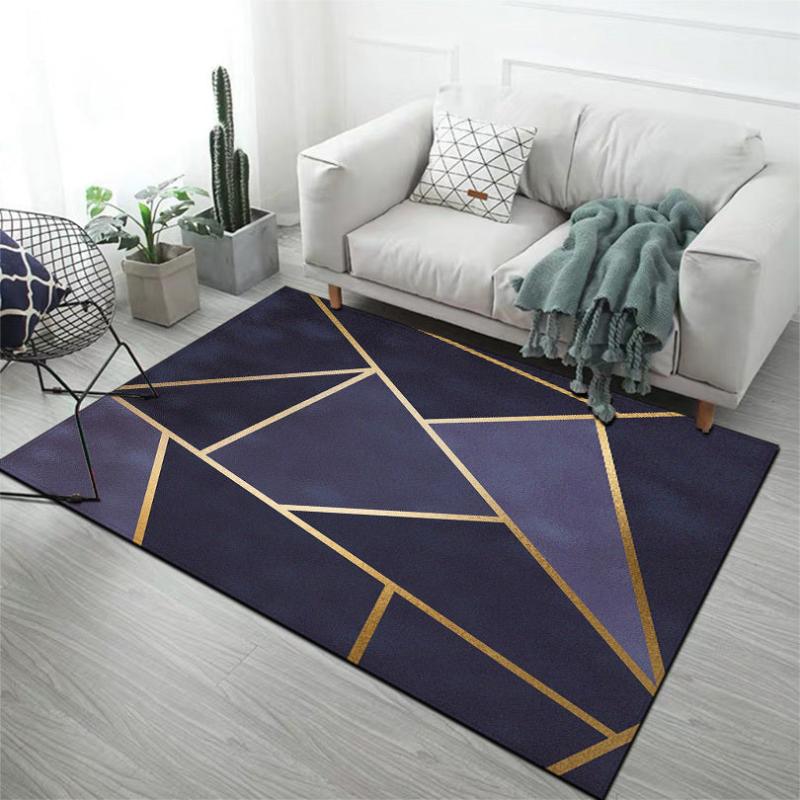 Navy Golden Stone Geometric Doormat