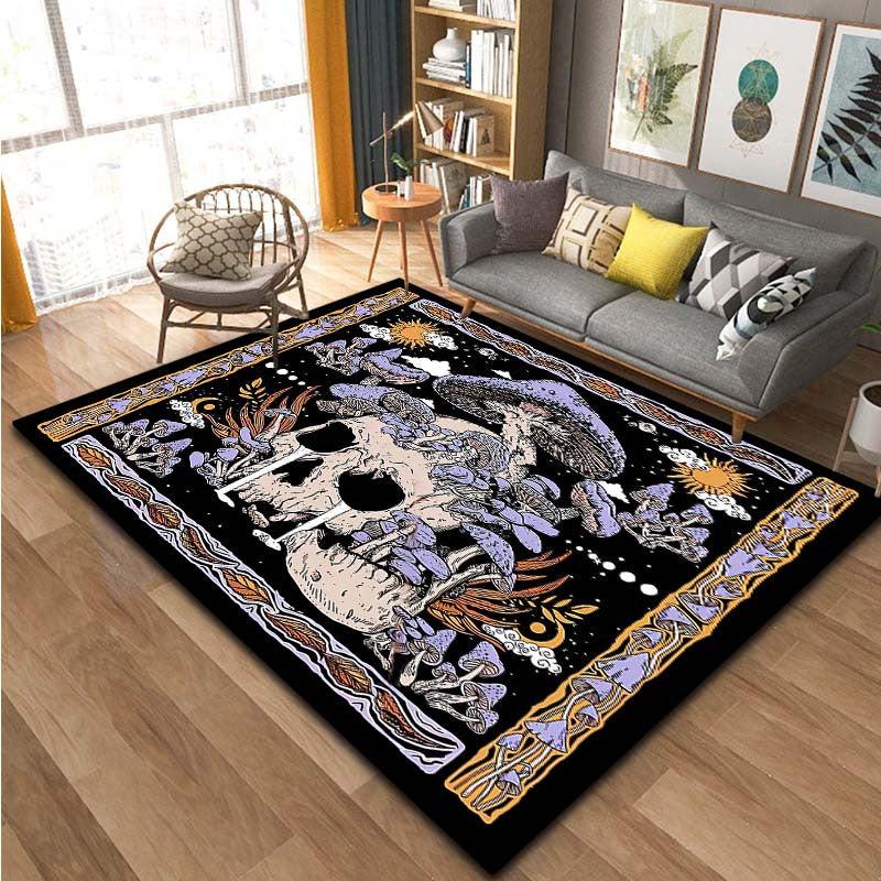 Skull Mushroom Carpet Door Floor Mat Non-slip Living Room Decor Rug