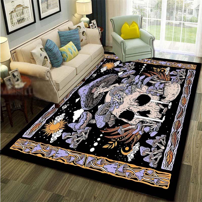 Skull Mushroom Carpet Door Floor Mat Non-slip Living Room Decor Rug