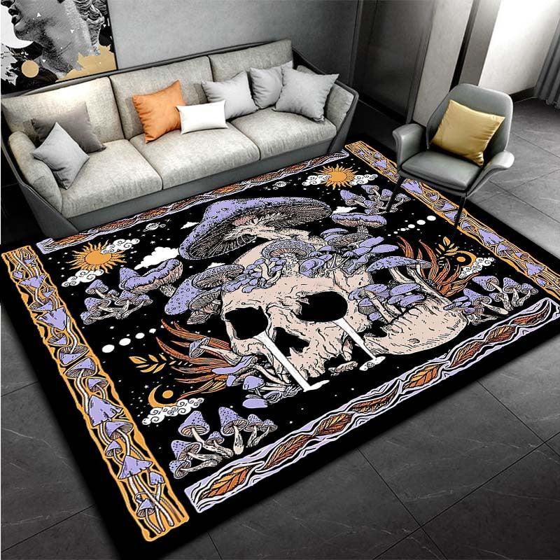 Skull Mushroom Carpet Door Floor Mat Non-slip Living Room Decor Rug