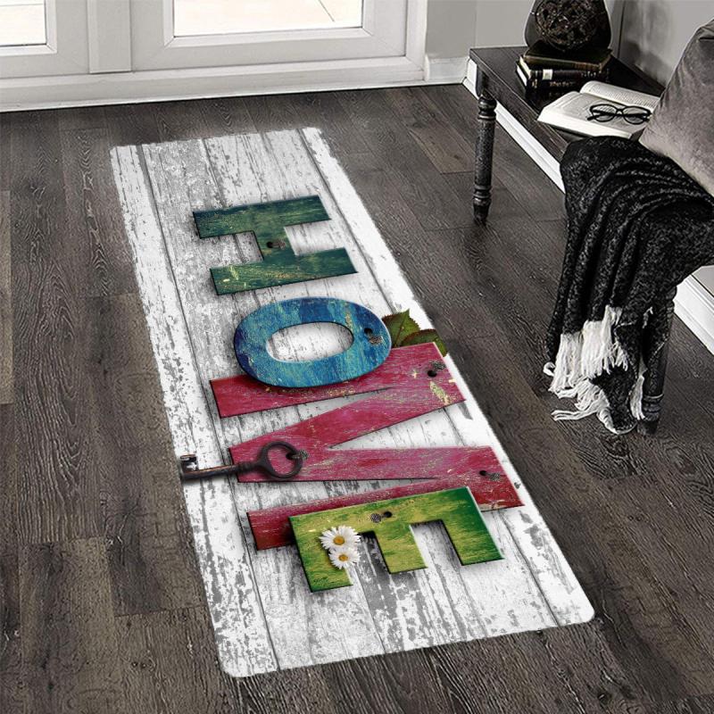 Wood Print Floor Mat Non-slip Memory Foam Carpet for Kitchen Laundry Room Bathro