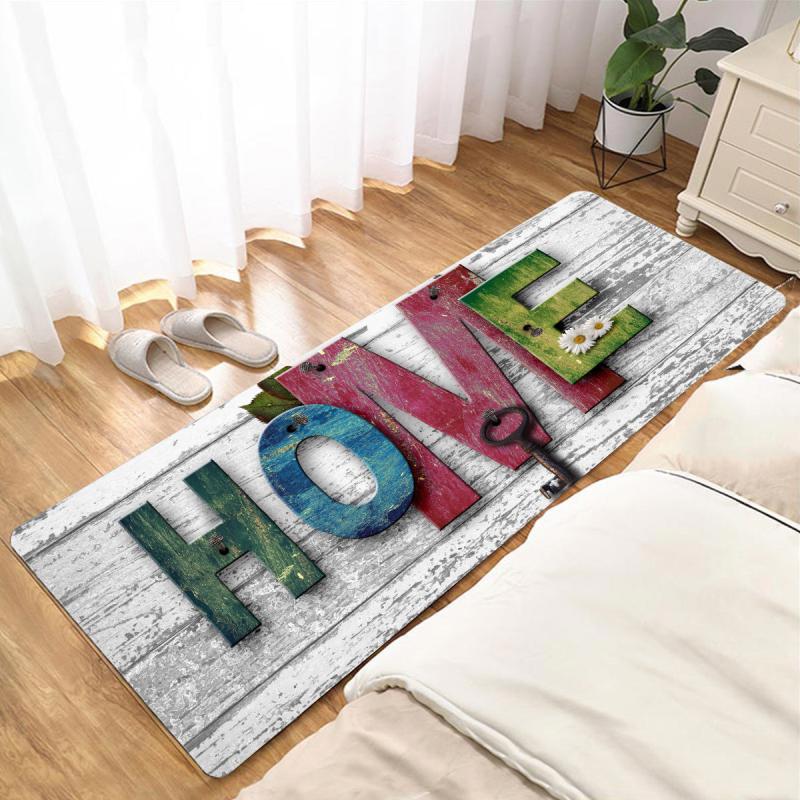 Wood Print Floor Mat Non-slip Memory Foam Carpet for Kitchen Laundry Room Bathro