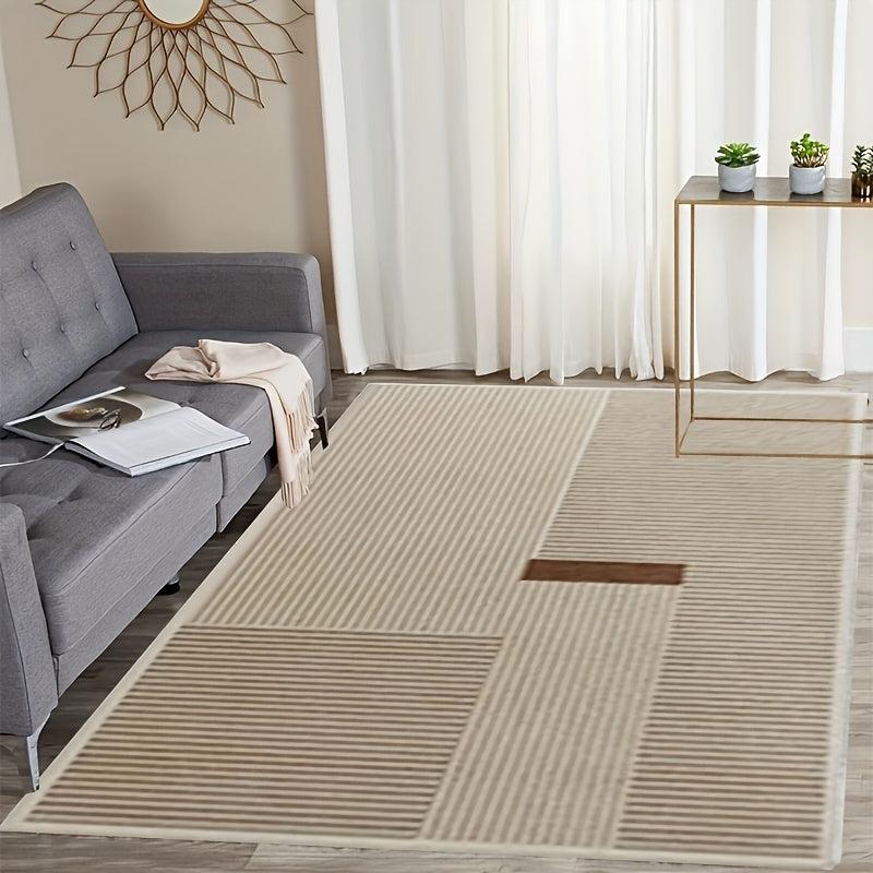 Beige brown Striped Pattern Rug Desk Chair Mat Anti Fatigue Kitchen Rugs