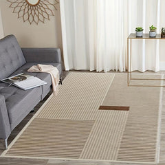 Beige brown Striped Pattern Rug Desk Chair Mat Anti Fatigue Kitchen Rugs