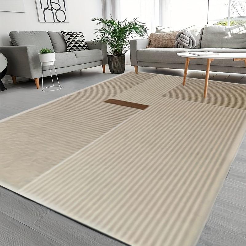 Beige brown Striped Pattern Rug Desk Chair Mat Anti Fatigue Kitchen Rugs