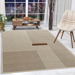 Beige brown Striped Pattern Rug Desk Chair Mat Anti Fatigue Kitchen Rugs