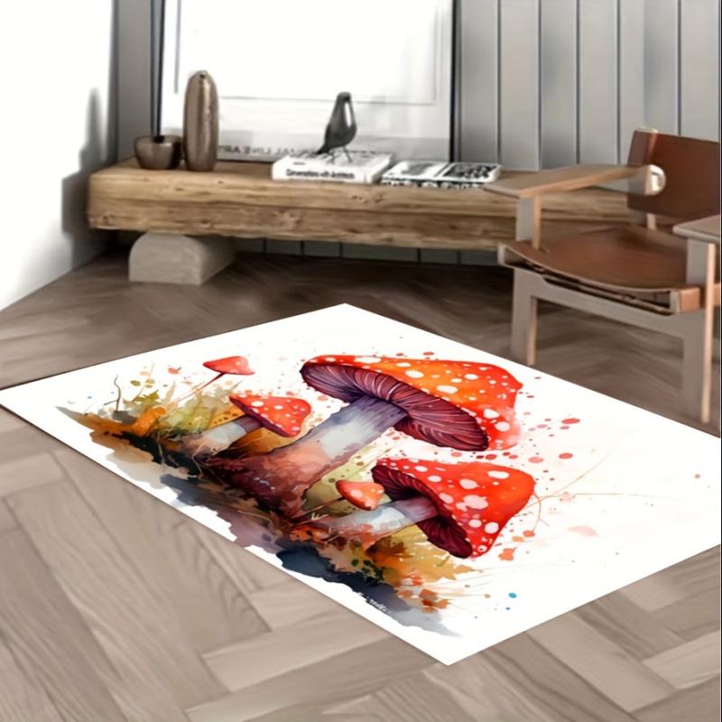Mushroom Print Rug for Bedroom Living Room
