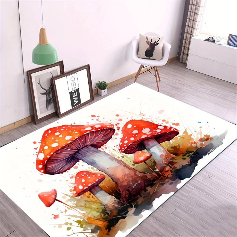 Mushroom Print Rug for Bedroom Living Room