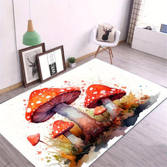 Mushroom Print Rug for Bedroom Living Room