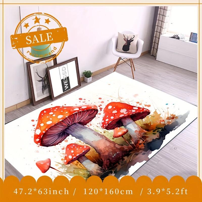 Mushroom Print Rug for Bedroom Living Room