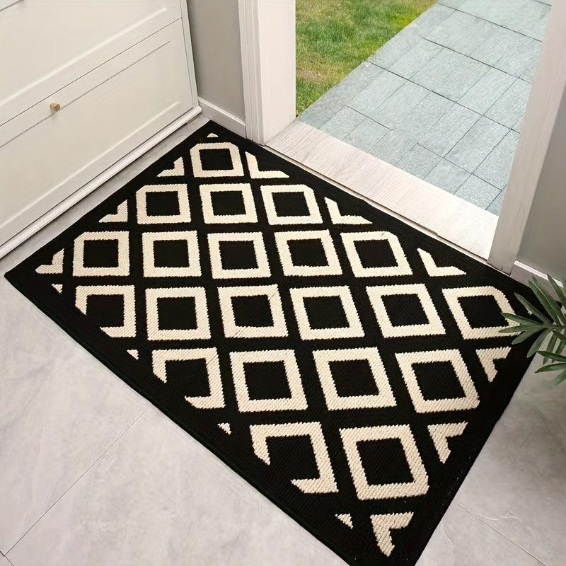 Checkered Floor Mat Minimalist Style Carpet Non-slip for Living Room