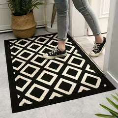 Checkered Floor Mat Minimalist Style Carpet Non-slip for Living Room