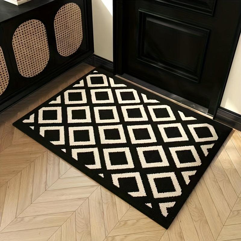 Checkered Floor Mat Minimalist Style Carpet Non-slip for Living Room