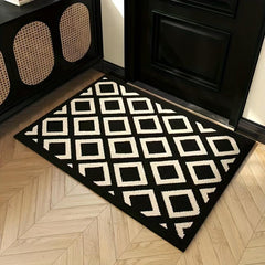 Checkered Floor Mat Minimalist Style Carpet Non-slip for Living Room