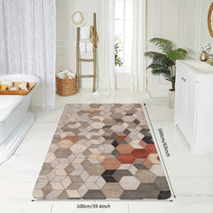 Modern Geometric Area Rug Kitchen Soft Faux Sheepskin Floor Mat