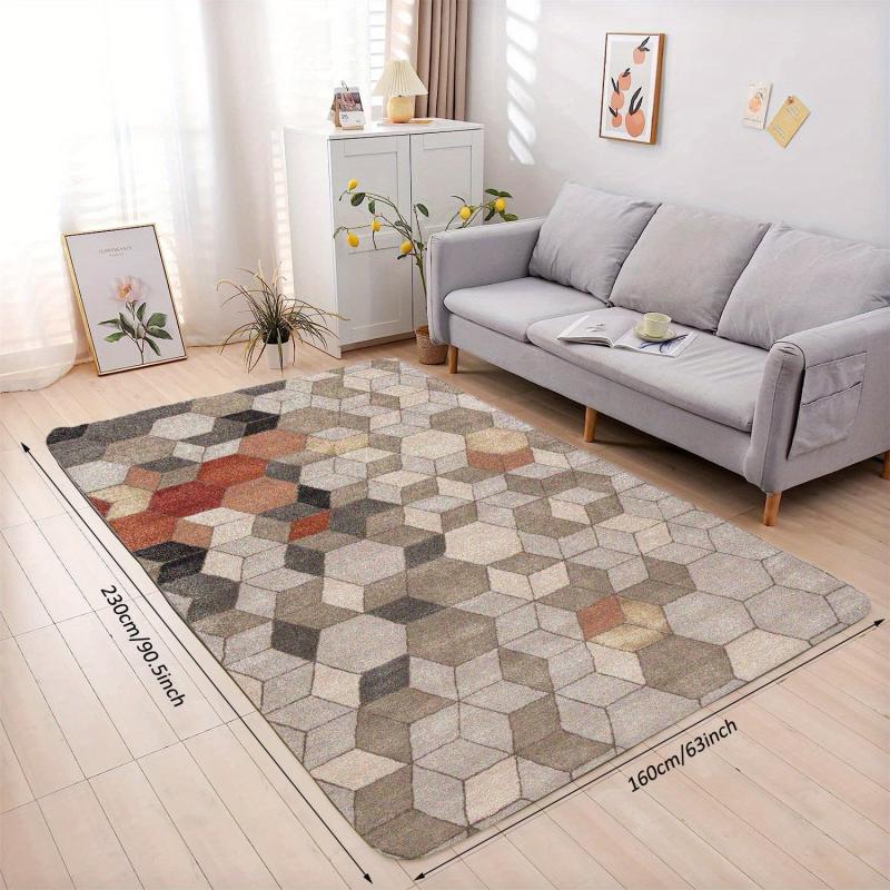 Modern Geometric Area Rug Kitchen Soft Faux Sheepskin Floor Mat