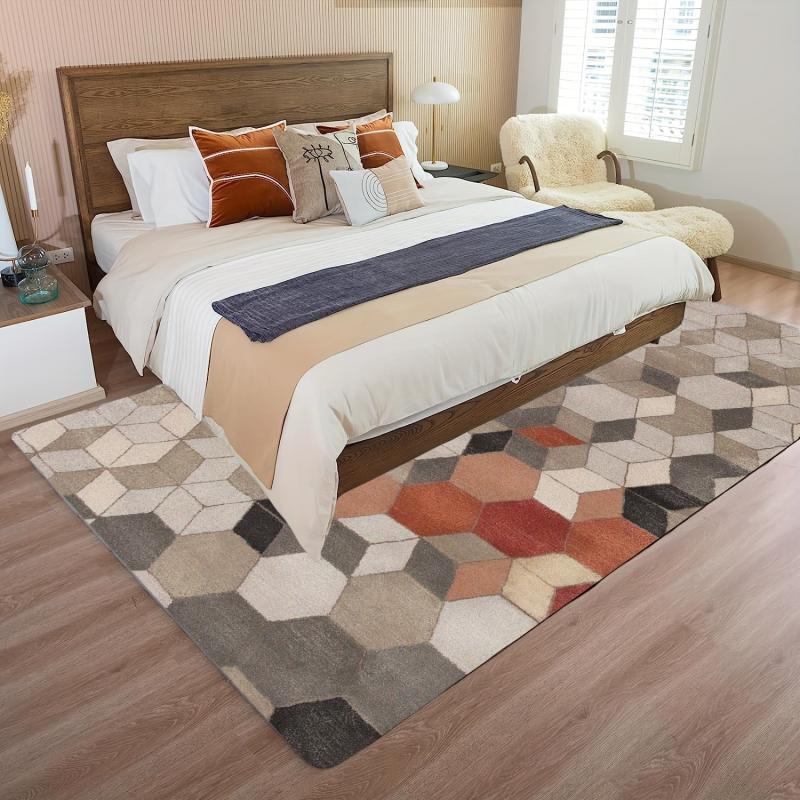 Modern Geometric Area Rug Kitchen Soft Faux Sheepskin Floor Mat