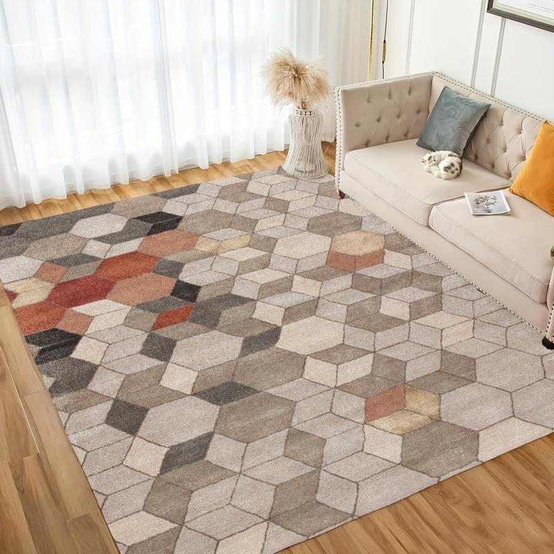 Modern Geometric Area Rug Kitchen Soft Faux Sheepskin Floor Mat