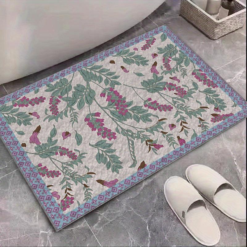 Soft Flower Pattern Bathroom Mat Absorbent Non-slip Carpet