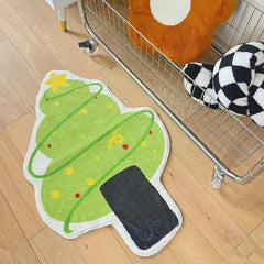 Christmas Tree Pattern Decorative Carpet Soft Fluffy Carpet
