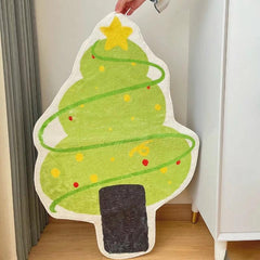 Christmas Tree Pattern Decorative Carpet Soft Fluffy Carpet