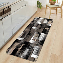 Vintage Checker Print Floor Mat Anti-fouling Machine Washable Carpet