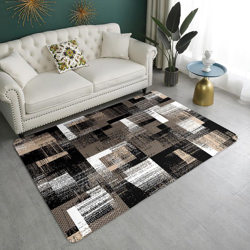 Vintage Checker Print Floor Mat Anti-fouling Machine Washable Carpet