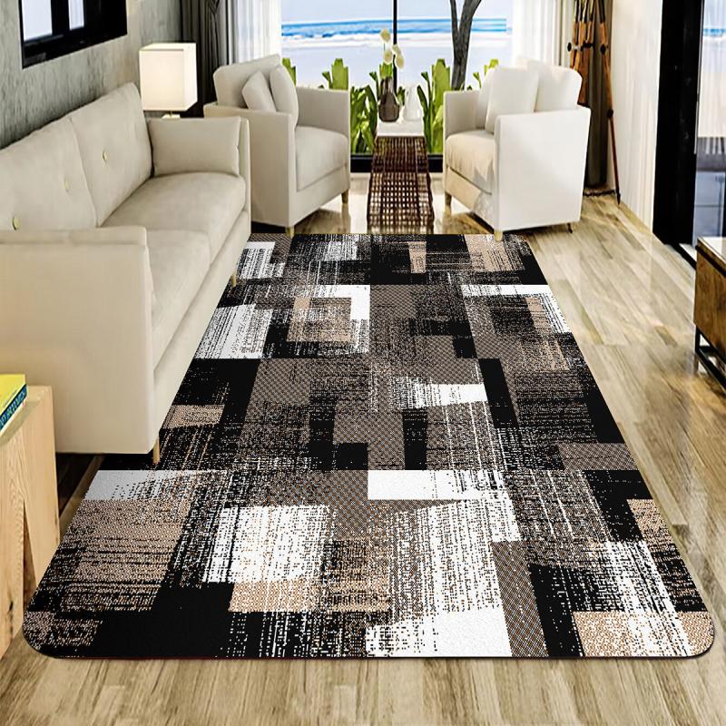 Vintage Checker Print Floor Mat Anti-fouling Machine Washable Carpet