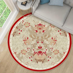 Vintage Bohemian Round Area Rug Non-Slip Stain Resistant Fluffy Rug