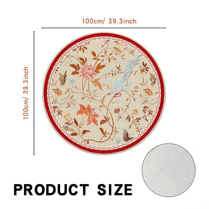 Vintage Bohemian Round Area Rug Non-Slip Stain Resistant Fluffy Rug