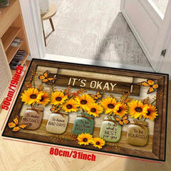 Sunflower Floor Mat Modern Kitchen Rug Non Slip Colorful Indoor Carpet