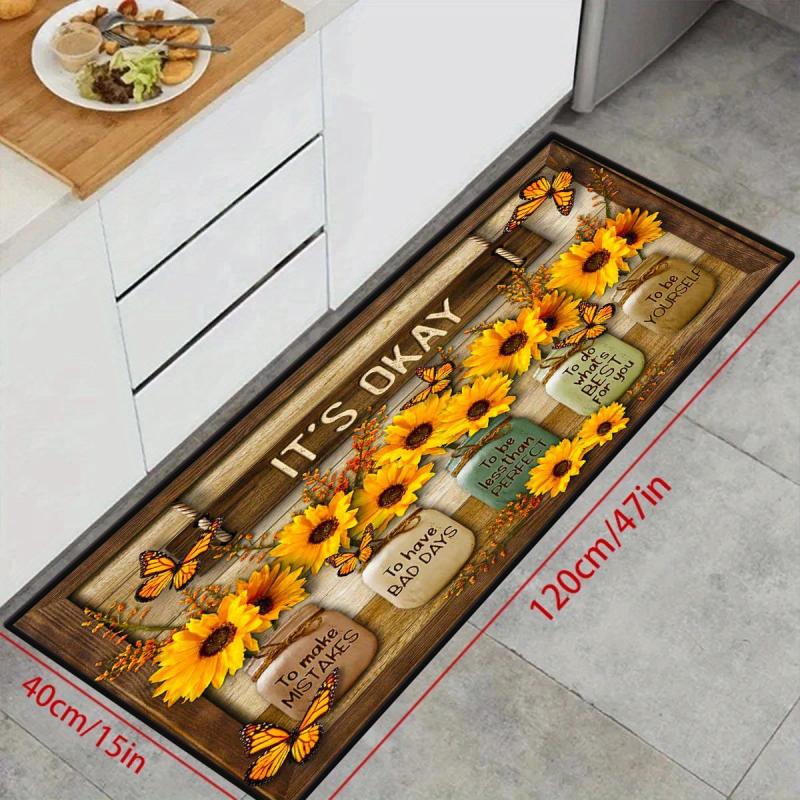 Sunflower Floor Mat Modern Kitchen Rug Non Slip Colorful Indoor Carpet