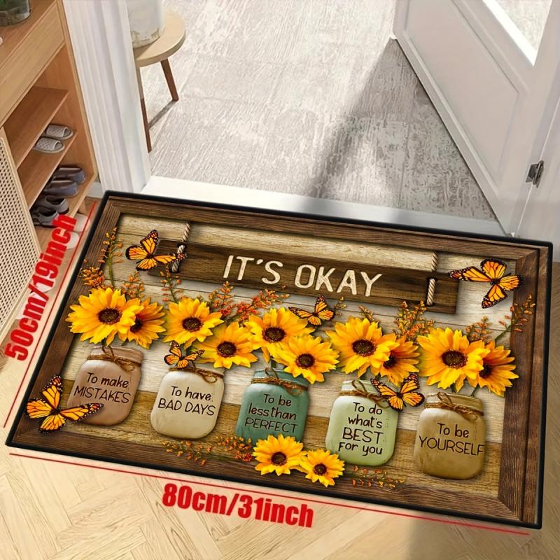 Sunflower Floor Mat Modern Kitchen Rug Non Slip Colorful Indoor Carpet
