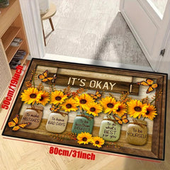 Sunflower Floor Mat Modern Kitchen Rug Non Slip Colorful Indoor Carpet