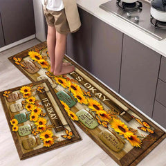 Sunflower Floor Mat Modern Kitchen Rug Non Slip Colorful Indoor Carpet