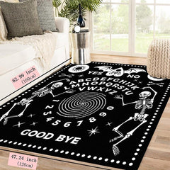 Horror Elemental Floor Mat Witchcraft Halloween Skeleton Area Rug