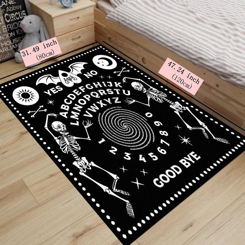 Horror Elemental Floor Mat Witchcraft Halloween Skeleton Area Rug