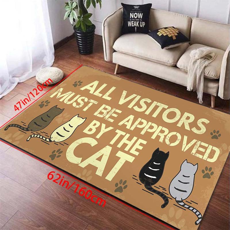 Cartoon Cat Floor Mat Washable Non Slip Area Rug Bathroom Entrance Doormat