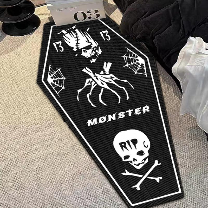 Halloween Coffin Rug Thickened Plush Mat for Bedroom Living Room