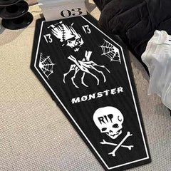 Halloween Coffin Rug Thickened Plush Mat for Bedroom Living Room