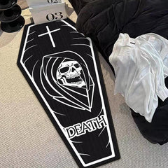 Halloween Coffin Rug Thickened Plush Mat for Bedroom Living Room