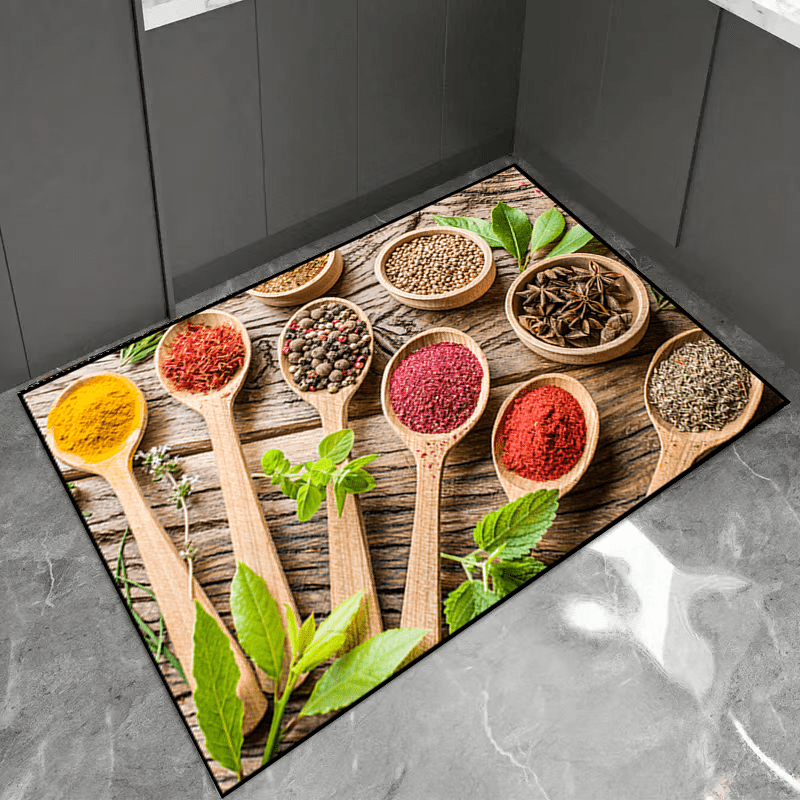 Spices Patterns Floor Mat Modern Kitchen Rug Non Slip Colorful Indoor Carpet