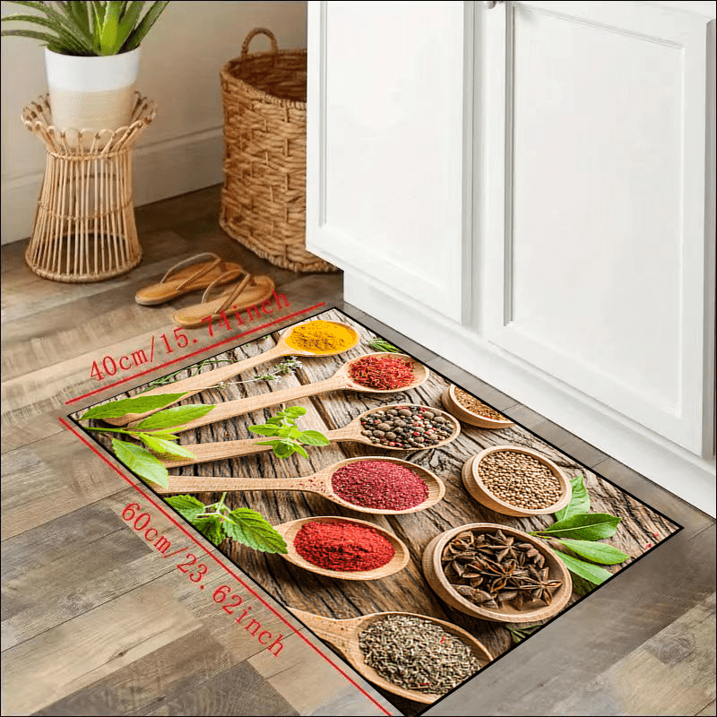 Spices Patterns Floor Mat Modern Kitchen Rug Non Slip Colorful Indoor Carpet