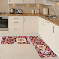 2pcs Vintage Boho Kitchen Rugs Set Waterproof Non Slip Runner Rug