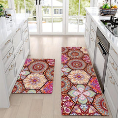 2pcs Vintage Boho Kitchen Rugs Set Waterproof Non Slip Runner Rug